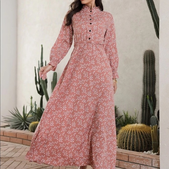 Dresses & Skirts - Allover print flounce sleeve shirt dress w/o belt